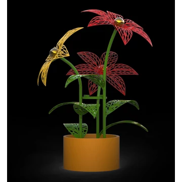 3D BOUQUET2 NYÁRI VIRÁGCSOKOR - 2,25 méteres - Színes - Melegfehér projektoros megvilágítással - 20W - IP55/69