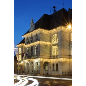 Fényjégcsap FLASH LED - 4,5m x 1m - 180 melegfehér statikus + 60 hidegfehér flash LED - 10W - IP66 - fehér kábel
