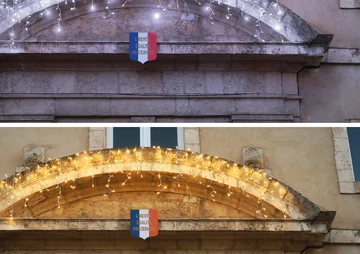 Fényjégcsap DUO COLORS FLASH LED - 4,50m x 1,00m - 180 statikus LED + 60 flash LED - 15W - IP65 - fehér kábel