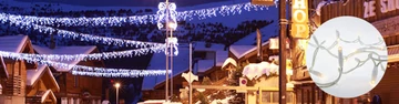 Fényjégcsap 4,5m x 0,57m - 180 hidegfehér statikus LED - IP66 - 10W - fehér kábel