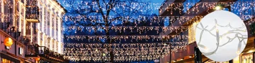 Fényjégcsap 4,5m x 0,57m - 180 melegfehér statikus LED - IP66 - 10W - fehér kábel