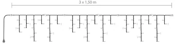 Fényjégcsap 4,5m x 0,57m - 180 melegfehér statikus LED - IP66 - 10W - fehér kábel