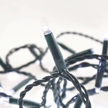 Fényfüzér 20 méteres - statikus melegfehér 196 LED - 6,2W - IP55 -24V - zöld kábel