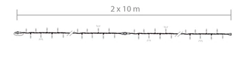 Fényfüzér 20 méteres - statikus melegfehér 196 LED - 6,2W - IP55 -24V - zöld kábel
