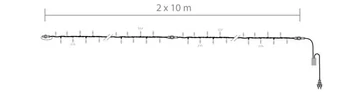 Fényfüzér 20 méteres - statikus melegfehér 196 LED - 5W - IP55 - 24V - zöld kábel