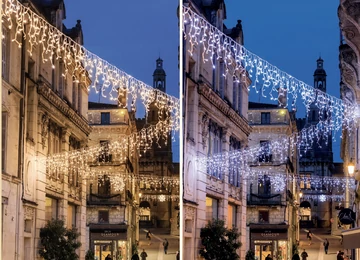 Fényjégcsap DUO COLORS FLASH LED - 4,50m x 1,00m - 180 statikus LED + 60 flash LED - 15W - IP65 - fehér kábel