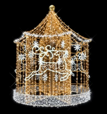 3D CARROUSEL körhinta - 3 méteres - Melegfehér - 245W - IP44 - Animált