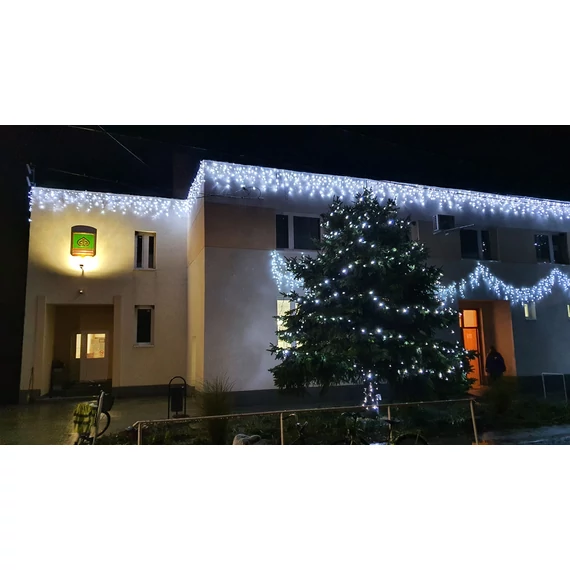 Fényjégcsap 4,5m x 0,57m - 180 hidegfehér statikus LED - IP66 - 10W - fehér kábel