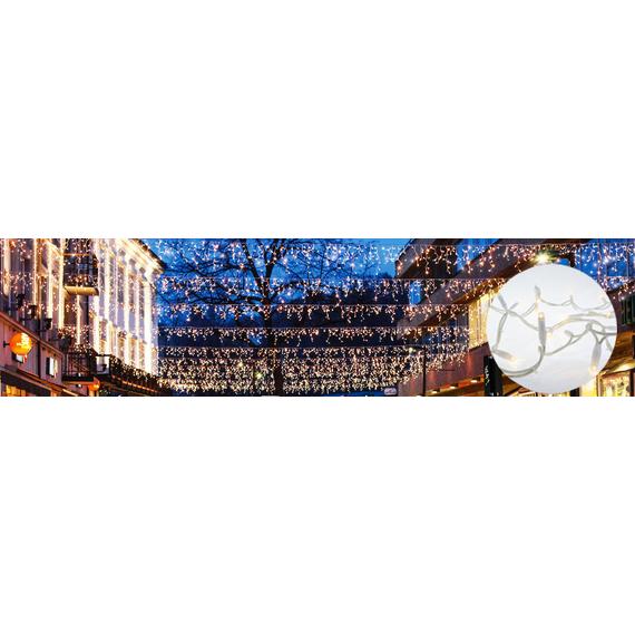 Fényjégcsap 4,5 x 0,57 méteres melegfehér flash, 204 led, fehér kábel