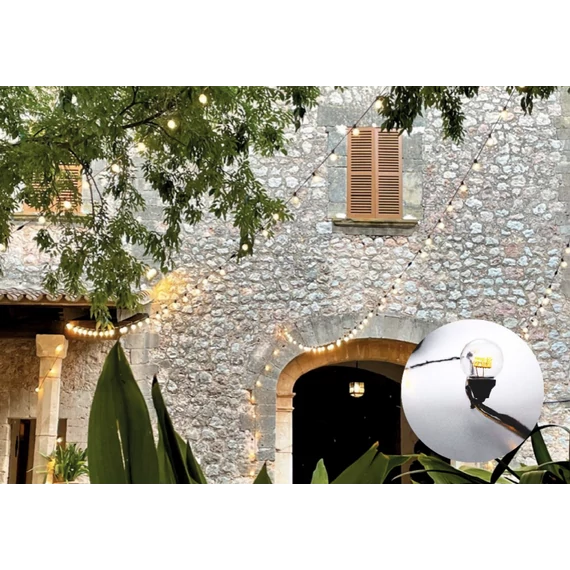 Fényfüzér 50 méteres, 150 db melegfehér izzó