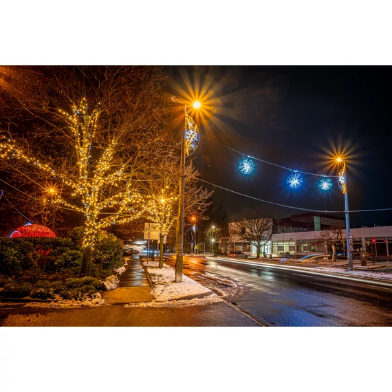 Fényfüzér 20 méteres FLASH LED - 90 melegfehér statikus LED + 30 hidegfehér flash LED - 8W - IP66 - zöld kábel