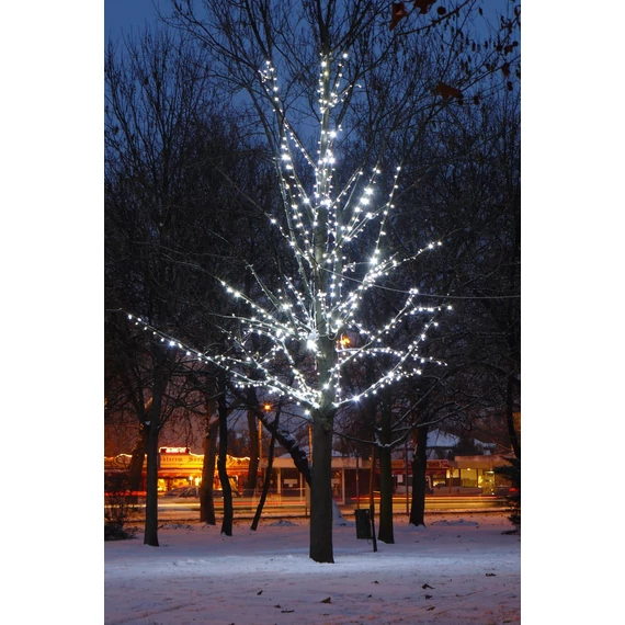 Fényfüzér LED+  20 méteres statikus hidegfehér 160 LED - 11,5W - IP66-69 - IK06 - 320 fokos fényszórás - Fehér kábel