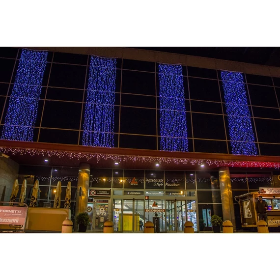 Fényfüzér LED+  20 méteres kék statikus, 160 led, fekete kábel