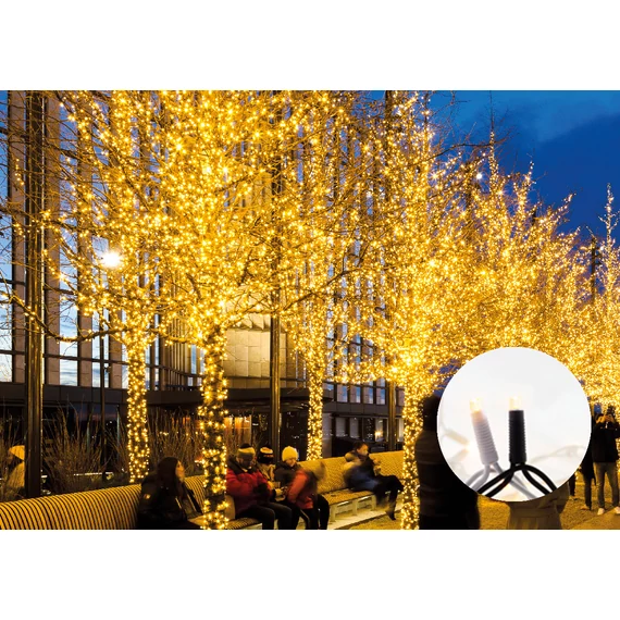 Fényfüzér 20 méteres FLASH LED+ - 108 statikus melegfehér LED + 52 melegfehér flash LED - 11,5W - IP66-69 - IK06 - 320 fokos fényszórás - Fekete kábel