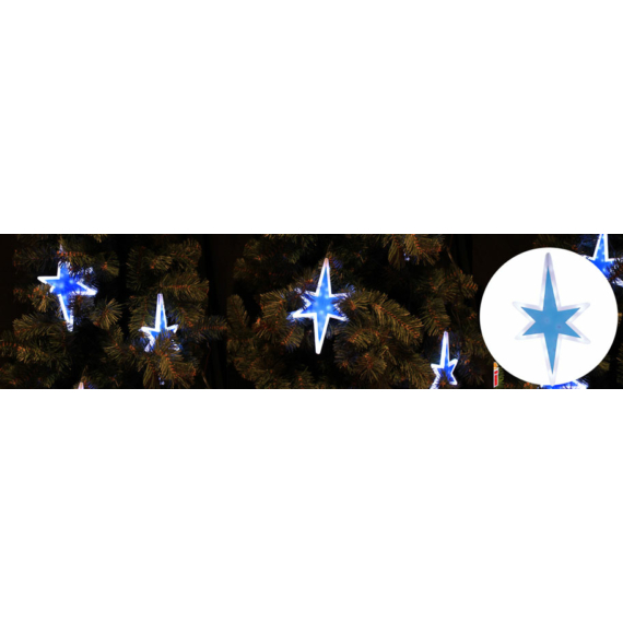 Xmas függő  girland csillag elemmel -24V - 3 x 2 méteres, 150 led
