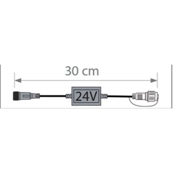 Transzformátor - 0,30 méteres - Fehér kábeles - 230V - 24V - Octoplus - 10W - IP66