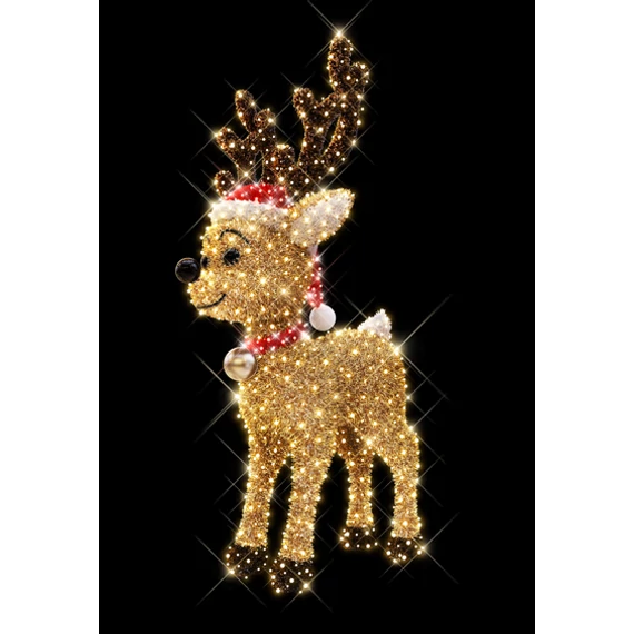 3D CUTE RENNOO Szarvas  - 2,20 méteres - Melegfehér/piros - 22W - IP55/69 - Kárpitos - Animált