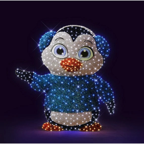 3D PINGU pingvin -  2,08 méter - Hidegfehér/kék - 20W - IP55/69 - Kárpitos - Animált