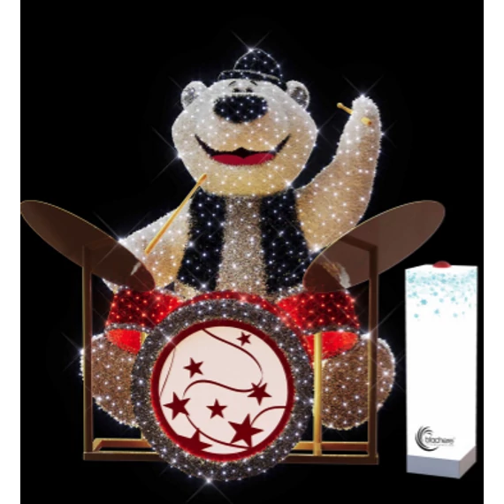 3D BEAR DRUMS doboló mackó animált 2,30 méteres
