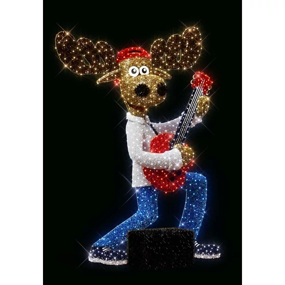 3D JOHNNY gitározó szarvas - 2,30 méteres - 27W - Színes - IP66/69 - Kárpitos - Animált