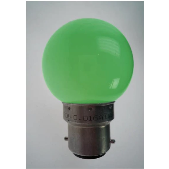 LDLH16 - Led izzó B22 zöld homogén - 230V - 3,68VA - 16mA - max 0,5W - 25db/ szett