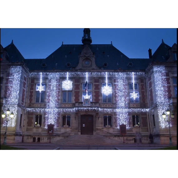 Fényfüggöny LED+ - 2m x 1,5 méteres - 150 hidegfehér statikus + 60 hidegfehér flash led - fekete kábel - IP66/69 - IK06