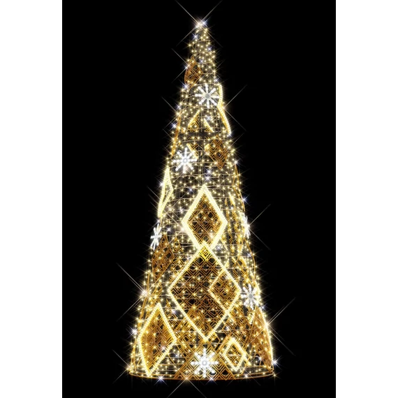 3D QUADRI TREE kúpfenyő - 3 méteres - Melegfehér -  55W - IP55/69 - Animált