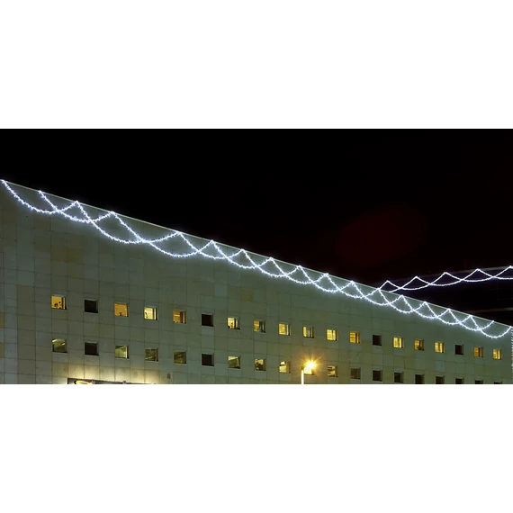 Fonott LED Fényfüzér - 7,50 méteres - 240 statikus hidegfehér LED - 13W - IP66 - fehér kábel