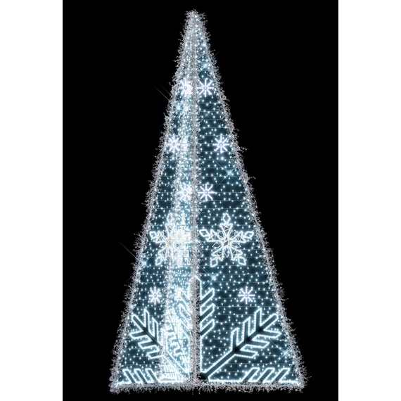 3D ATLAS fenyő - 5 méteres - Hidegfehér  - 210W - IP66/69 - Animált