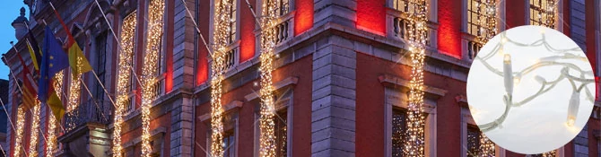 Fényfüggöny 2 x 3 méteres, melegfehér statikus, 540 led, fehér kábel