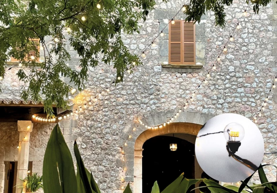 Fényfüzér 50 méteres, 150 db melegfehér izzó