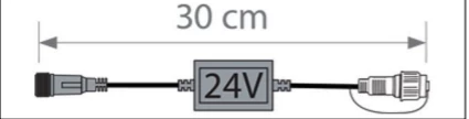 Transzformátor - 0,30 méteres - Fehér kábeles - 230V - 24V - Octoplus - 10W - IP66