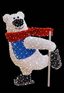 3D SKATE BEAR korcsolyázó jegesmedve - 2,30 méteres - Színes - 40W - IP55/69 - Kárpitos - Animált