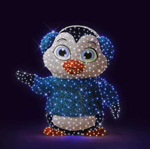 3D PINGU pingvin -  2,08 méter - Hidegfehér/kék - 20W - IP55/69 - Kárpitos - Animált