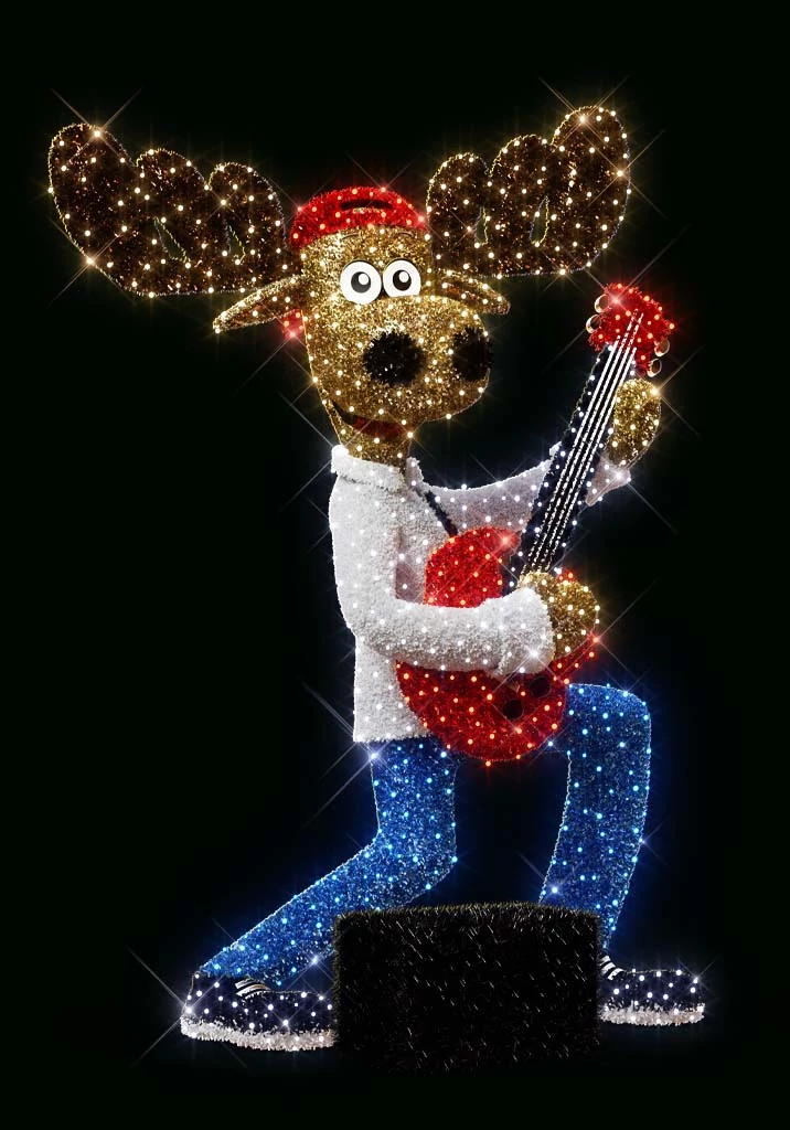 3D JOHNNY gitározó szarvas - 2,30 méteres - 27W - Színes - IP66/69 - Kárpitos - Animált
