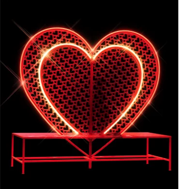 3D SELFIE LOVE szív - 1,90 méteres - Melegfehér - 20W - IP55/69 - Ráülhető szelfipont