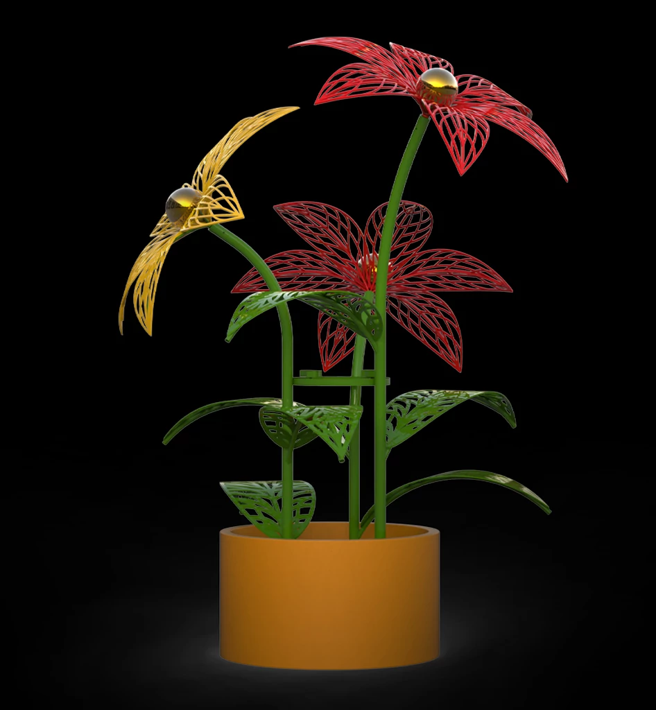 3D BOUQUET2 NYÁRI VIRÁGCSOKOR - 2,25 méteres - Színes - Melegfehér projektoros megvilágítással - 20W - IP55/69