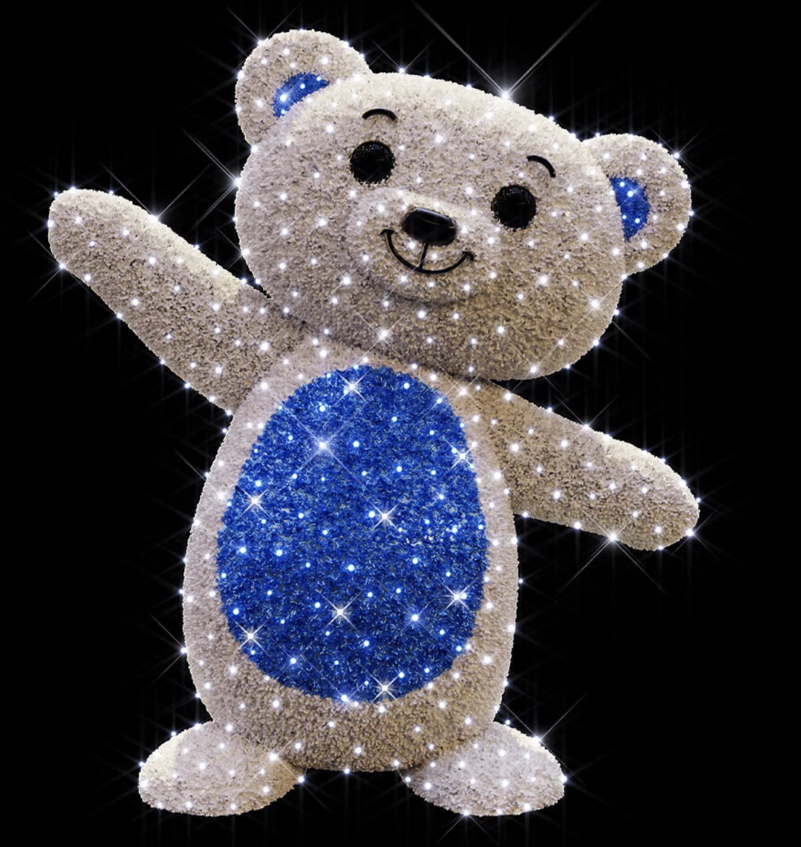 3D LULU maci - 1,60 méteres -  Hidegfehér - 15W - IP55/69 - Kárpitos - Animált