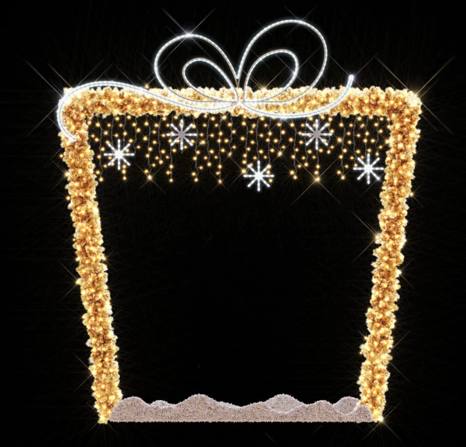2D XMAS ajándékdoboz kapu - 2,92 méteres - Melegfehér/hidegfehér - 40W - IP66/69 - Animált