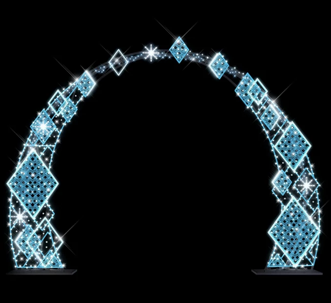 3D QUADRILLE ARCH kapu - 3,75 méteres -Hidegfehér - 60W - IP55/69 - Animált