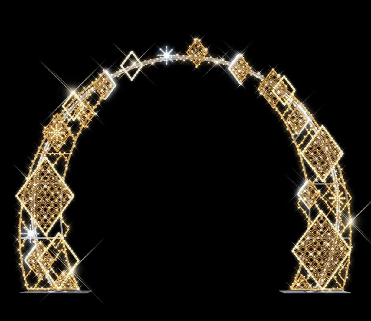 3D QUADRILLE ARCH kapu - 3,75 méteres - Melegfehér - 60W - IP55/69 - Animált
