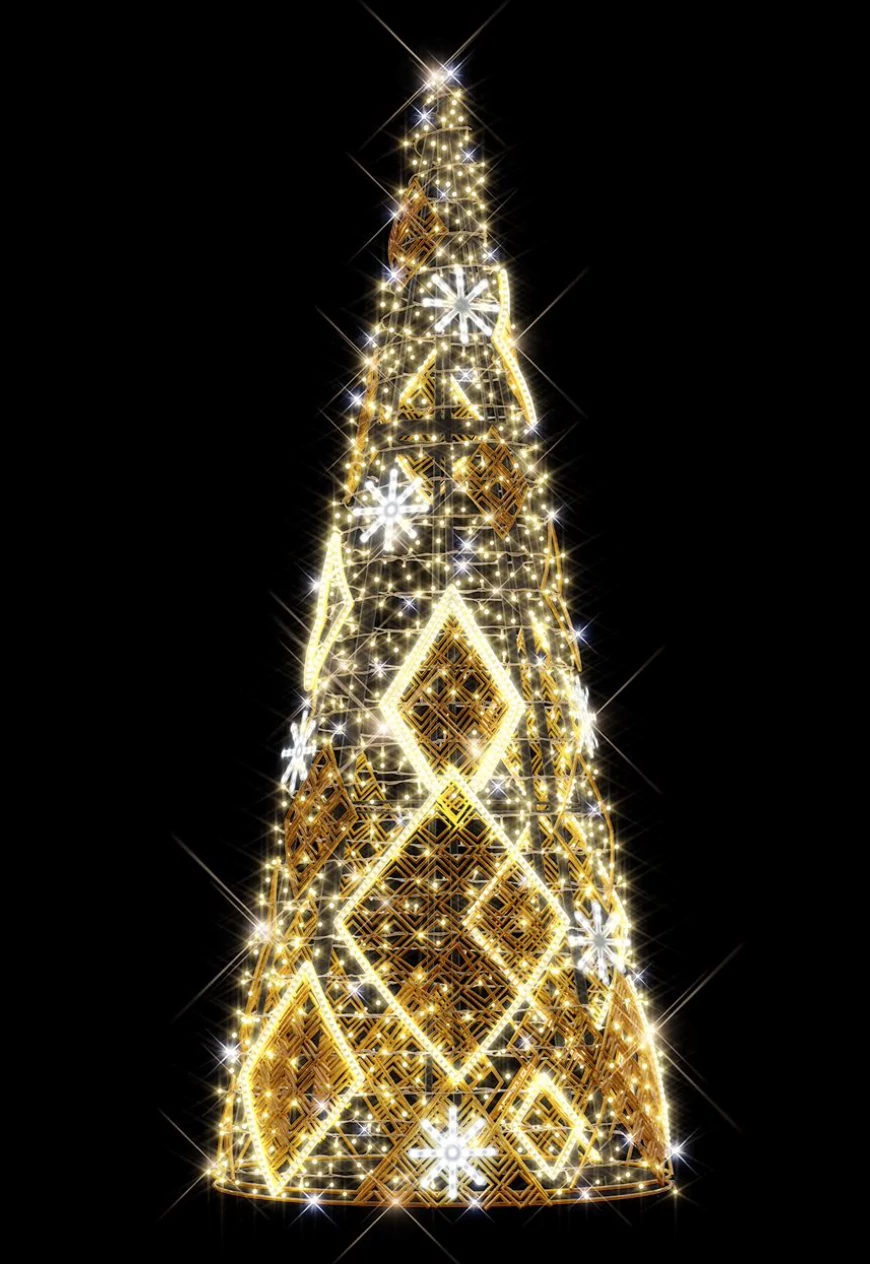 3D QUADRI TREE kúpfenyő - 3 méteres - Melegfehér -  55W - IP55/69 - Animált