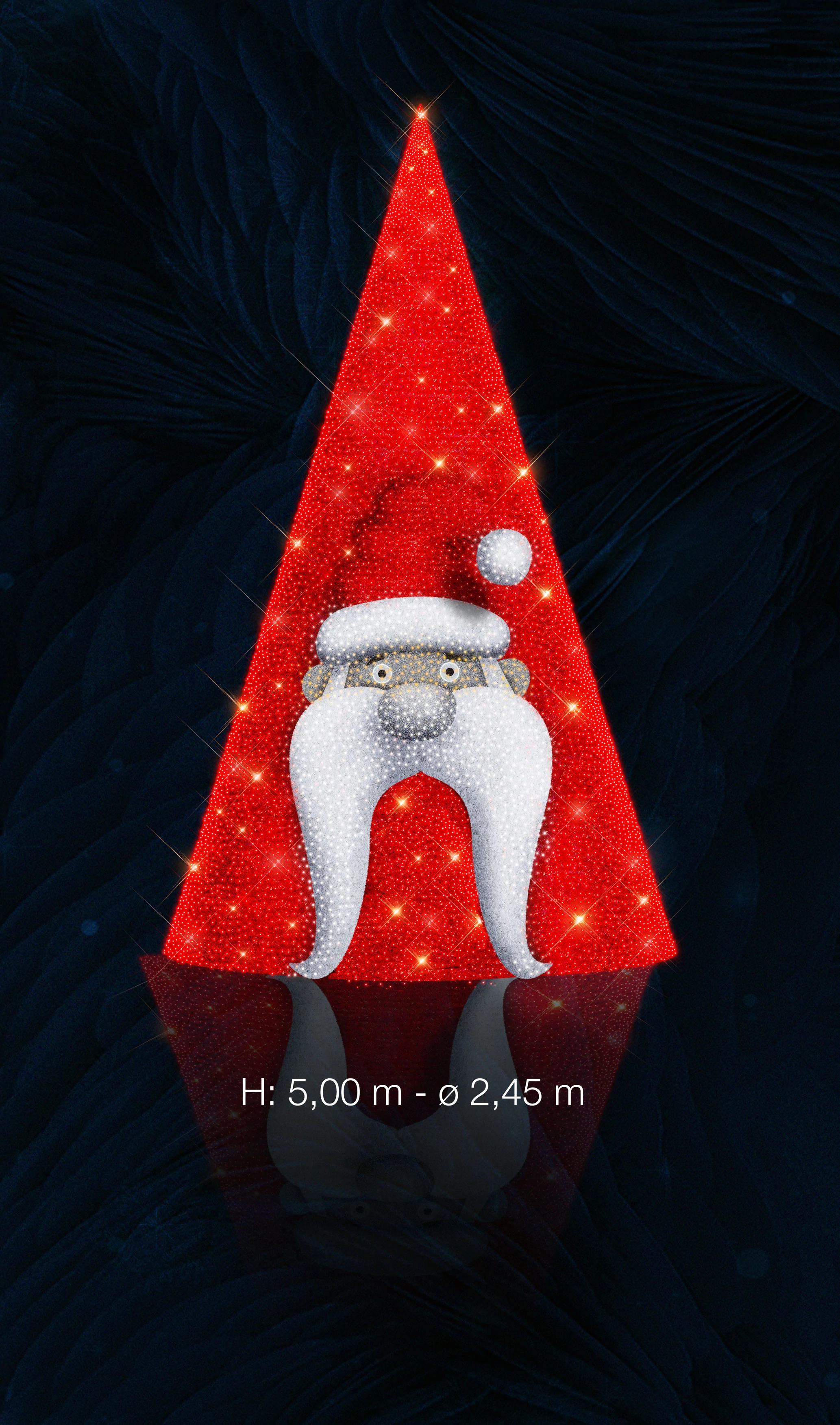 3D KÚPFENYŐ MIKULÁS 5 méteres piros